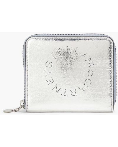 Stella McCartney Laser-cut Crinkled Faux Leather Wallet - White