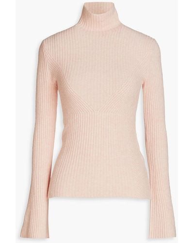 Maje Dana Ribbed-knit Turtleneck Sweater - Pink