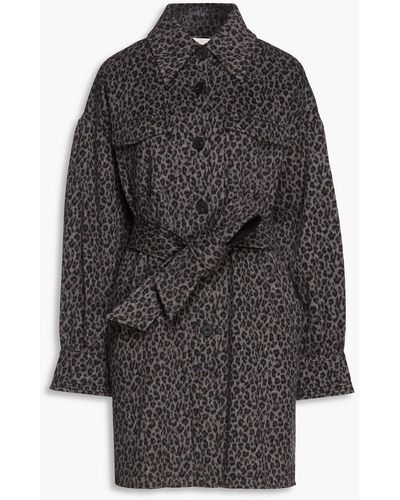 Diane von Furstenberg On Leopard-print Brushed Cotton And Wool-blend Felt Coat - Grey