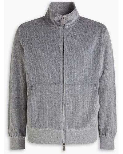 Canali Cotton-blend Corduroy Sweatshirt - Grey
