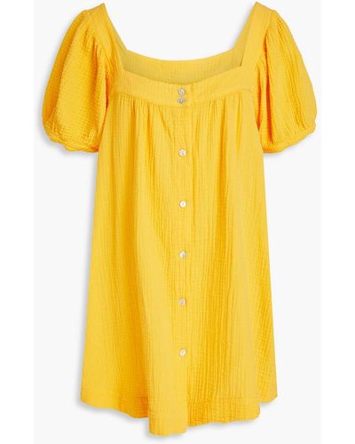 Honorine Francoise Cotton-gauze Mini Dress - Yellow