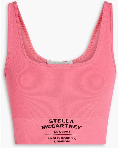 Stella McCartney Embroidered Cotton-blend Ribbed Jersey Tank - Pink
