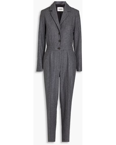 Claudie Pierlot Pleated Wool-blend Felt Jumpsuit - Grey