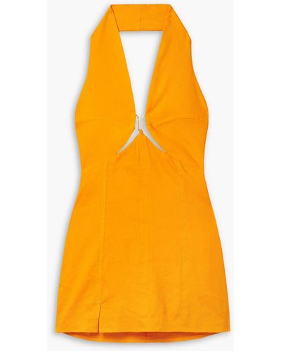 Cult Gaia Rumi neckholder-minikleid aus einer leinenmischung mit cut-outs - Gelb