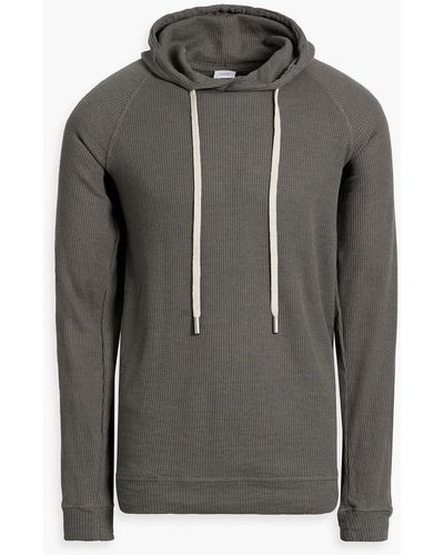Onia Aaron Waffle-knit Cotton-blend Hoodie - Black