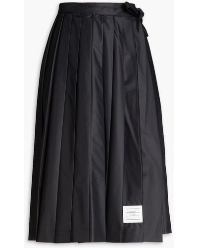 Thom Browne Pleated Ripstop Wrap Skirt - Black