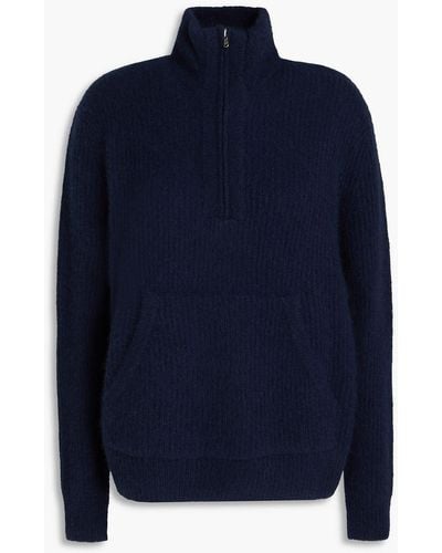 James Perse Ribbed Cashmere Half-zip Sweater - Blue