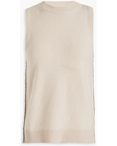 N.Peal Cashmere Bead-embellished Cashmere Vest - Natural