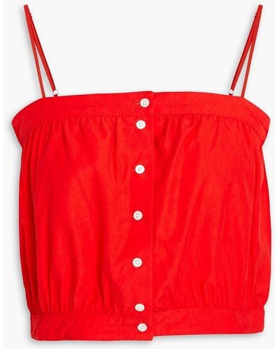 American Vintage Cropped Lyocell And Cotton-blend Top - Red