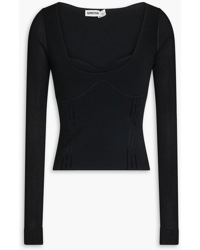 Jonathan Simkhai Cedar Ribbed-knit Top - Black