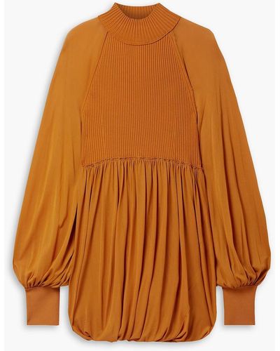 Proenza Schouler Panelled Jersey And Ribbed-knit Top - Orange