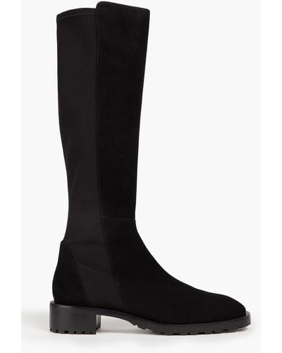 Stuart Weitzman Neoprene And Suede Knee Boots - Black