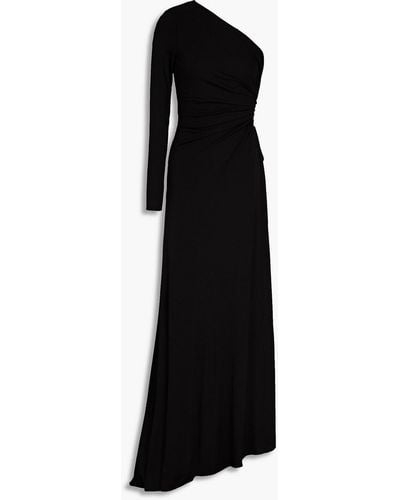 Halston One-shoulder Cutout Jersey Gown - Black