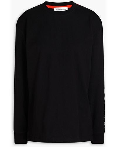 Victoria Beckham Logo-print Cotton-jersey Top - Black