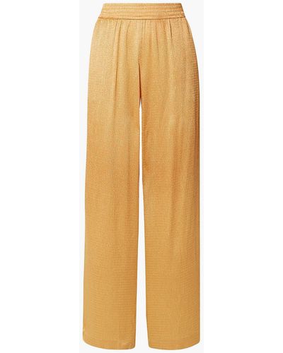 LAPOINTE Crinkled-satin Wide-leg Trousers - Yellow