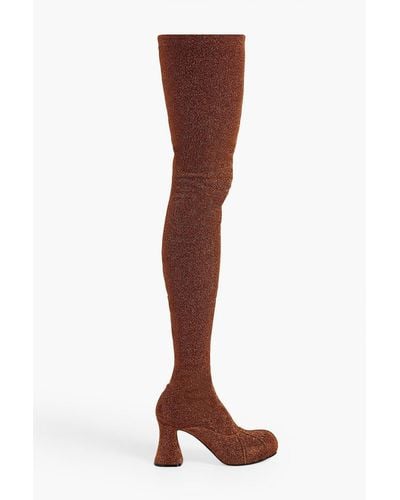 Stella McCartney Groove Metallic Stretch-knit Over-the-knee Boots - Brown