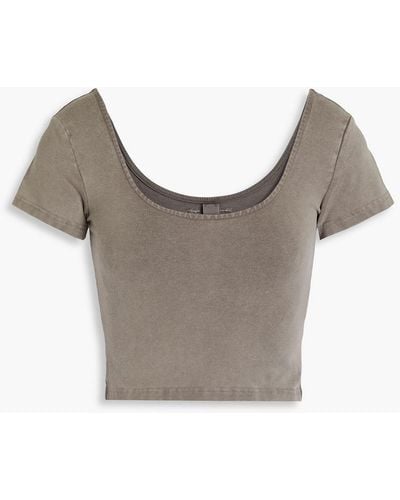 The Upside Allegra Cropped Stretch Organic Cotton And Modal-blend Jersey Top - Grey