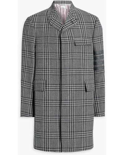 Thom Browne Prince Of Wales Checked Wool-tweed Coat - Gray