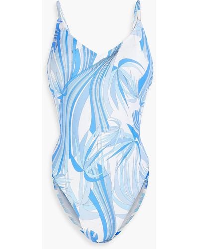 Melissa Odabash Bora Bora Printed Swimsuit - Blue