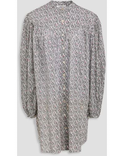 Isabel Marant Mildi Floral-print Cotton-mousseline Mini Shirt Dress - Grey