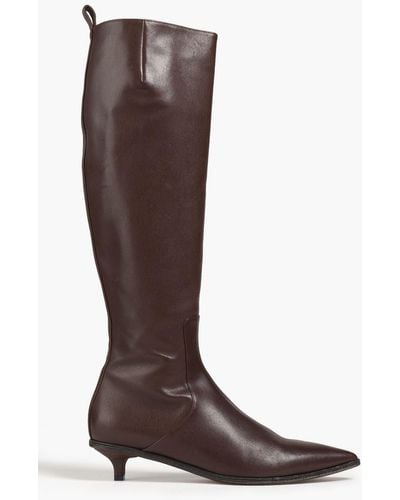 Brunello Cucinelli Bead-embellished Leather Knee Boots - Brown