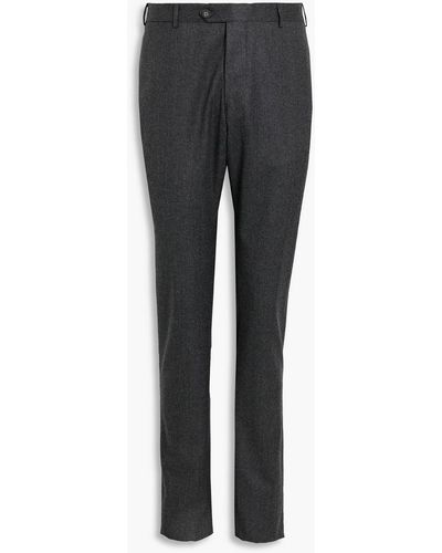 Officine Generale Paul Slim-fit Wool-flannel Trousers - Grey