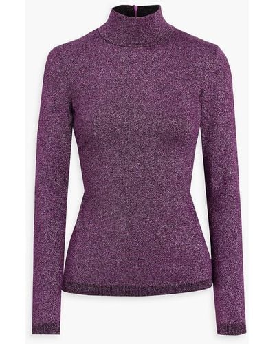 Stella McCartney Metallic Knitted Turtleneck Sweater - Purple