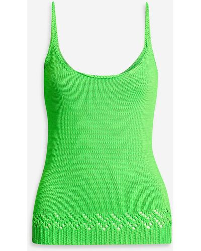Les Rêveries Pointelle-trimmed Neon Ribbed-knit Tank - Green