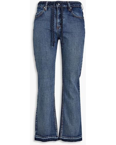 RED Valentino Belted Faded Mid-rise Kick-flare Jeans - Blue