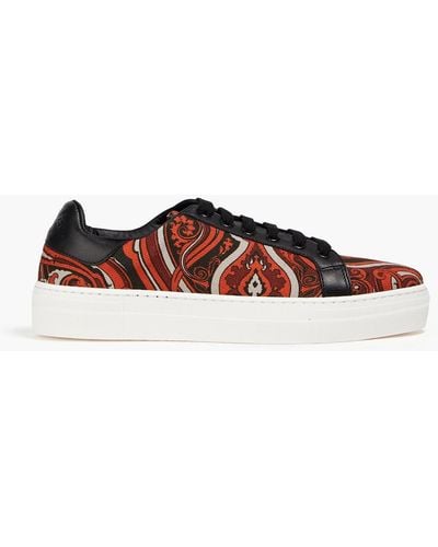 Etro Leather-trimmed Paisley-print Ottoman Sneakers - Red