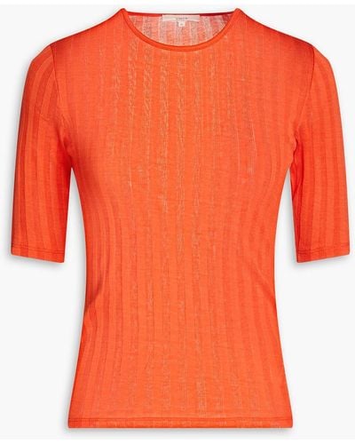 Vince T-shirt aus geripptem baumwoll-jersey - Orange