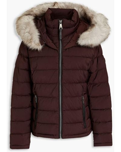 DKNY Faux Fur-trimmed Quilted Shell Hooded Jacket - Brown