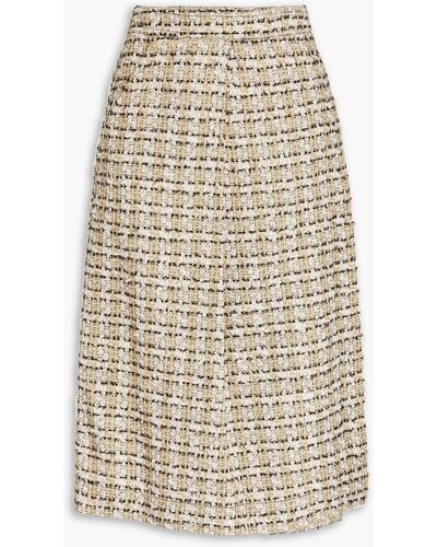 Victoria Beckham Pleated Fil Coupé Silk-tweed Wrap Skirt - Natural