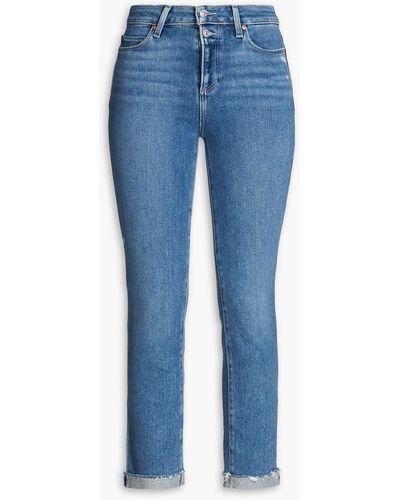 PAIGE Cindy Cropped High-rise Slim-leg Jeans - Blue