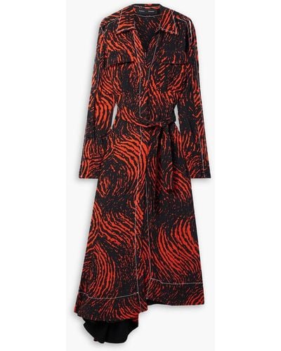 Proenza Schouler Midi-wickelkleid aus crêpe de chine mit print und cut-outs - Rot