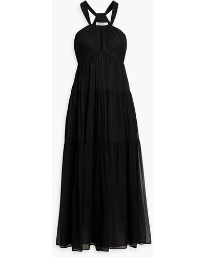 Joie Marcy Tiered Silk-georgette Midi Dress - Black