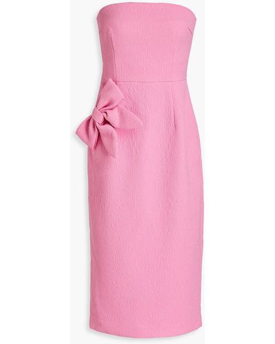 Rebecca Vallance Jaclyn Strapless Bow-embellished Cloqué Midi Dress - Pink
