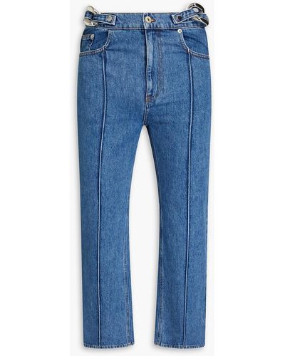 JW Anderson Cropped Chain-embellished Denim Jeans - Blue