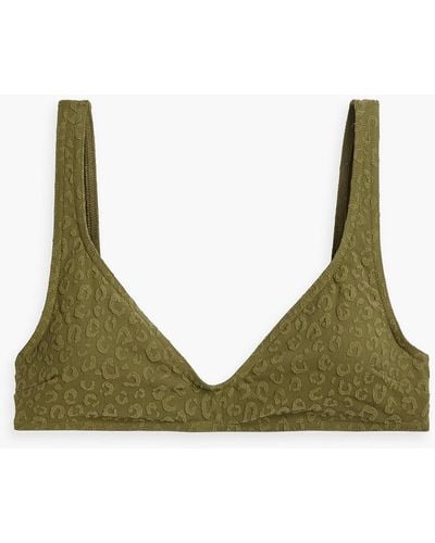 Zimmermann Stretch-jacquard Bikini Top - Green