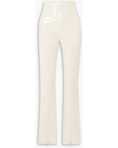ROTATE BIRGER CHRISTENSEN Jewel Faux Patent-leather Slim-leg Trousers - White