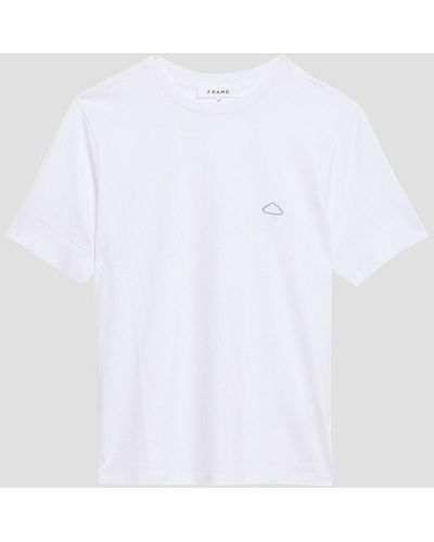 FRAME Embroidered Pima Cotton-jersey T-shirt - White