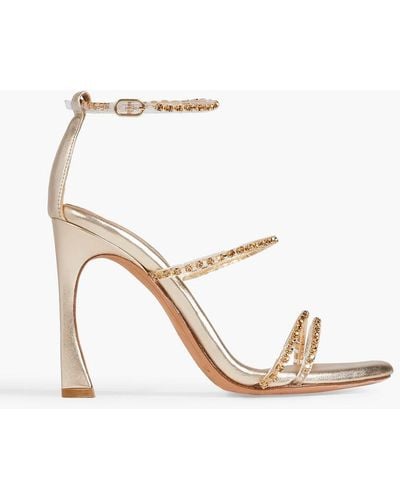 Alexandre Birman Dolores Embellished Leather And Pvc Sandals - White