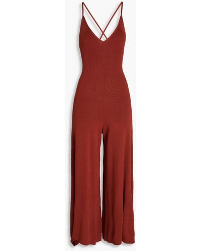 Cult Gaia Lulie Cropped Knitted Wide-leg Jumpsuit - Red