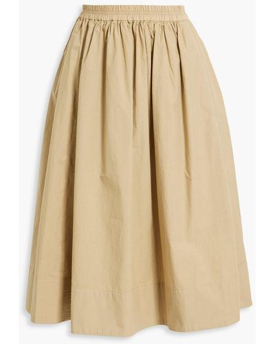 Alex Mill Gathered Cotton-poplin Midi Skirt - Natural