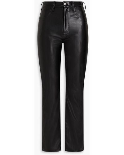 7 For All Mankind Faux Leather Slim-leg Trousers - Black