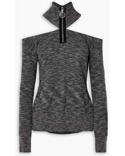 Christopher Kane Cold-shoulder Wool Half-zip Sweater - Black