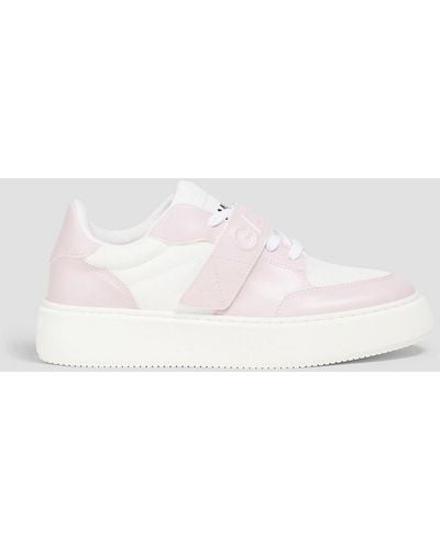 Ganni Two-tone Faux Leather And Canvas Trainers - Pink