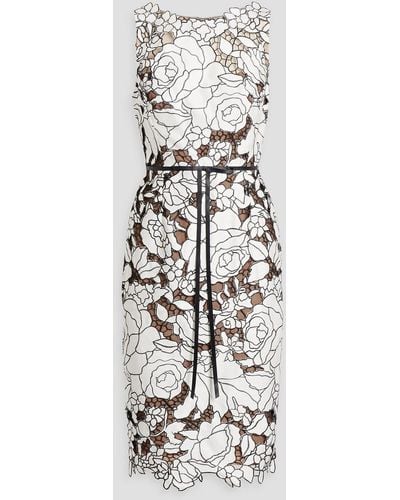 Marchesa Layered Embroidered Satin-twill And Tulle Dress - White