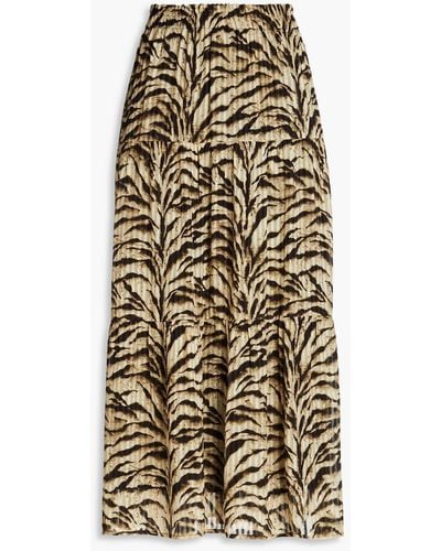 Ba&sh Jupe Iva Tiger-print Jacquard Midi Skirt - Natural