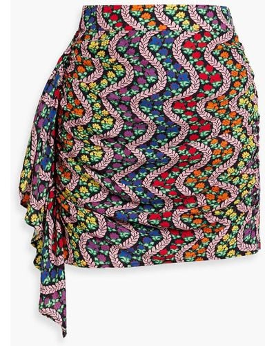 RHODE Hannah Draped Printed Crepe Mini Skirt - Multicolor